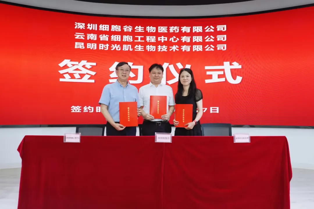 深圳細(xì)胞谷生物醫(yī)藥有限公司、云南省細(xì)胞工程中心有限公司及昆明時(shí)光肌生物技術(shù)有限公司達(dá)成戰(zhàn)略合作